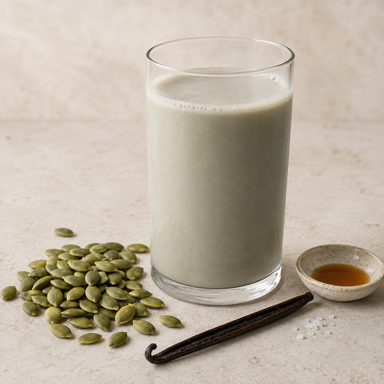 Pumpkin Seed finished drink with matching ingredients