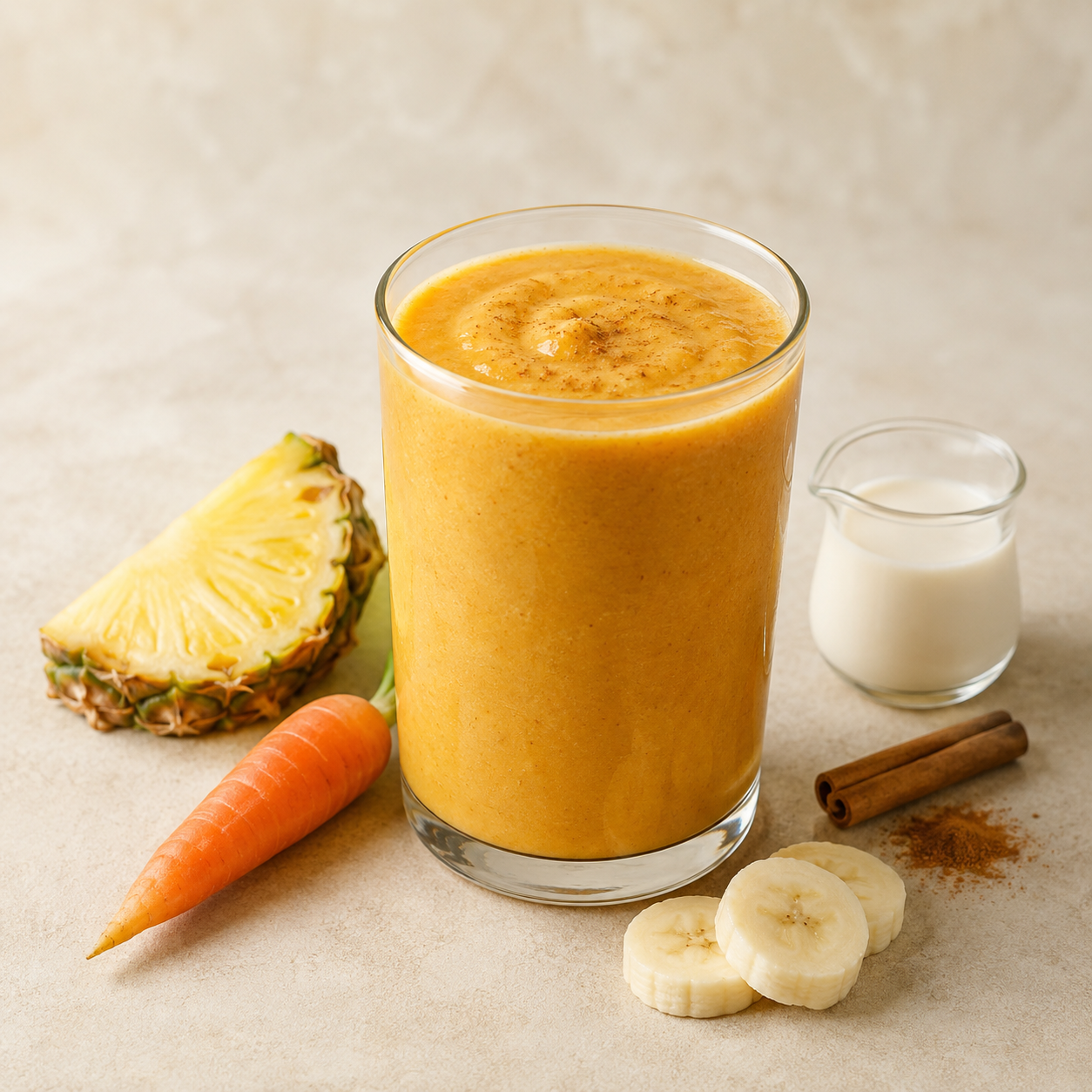Carrot Cake finished drink with matching ingredients